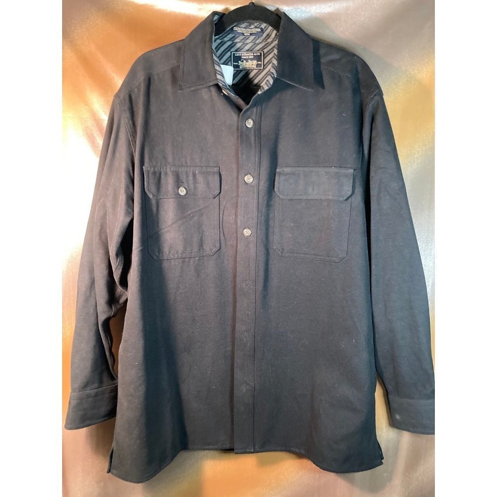 Levi’s black soft denim feel‎ button down shirt. Size M. Box Q